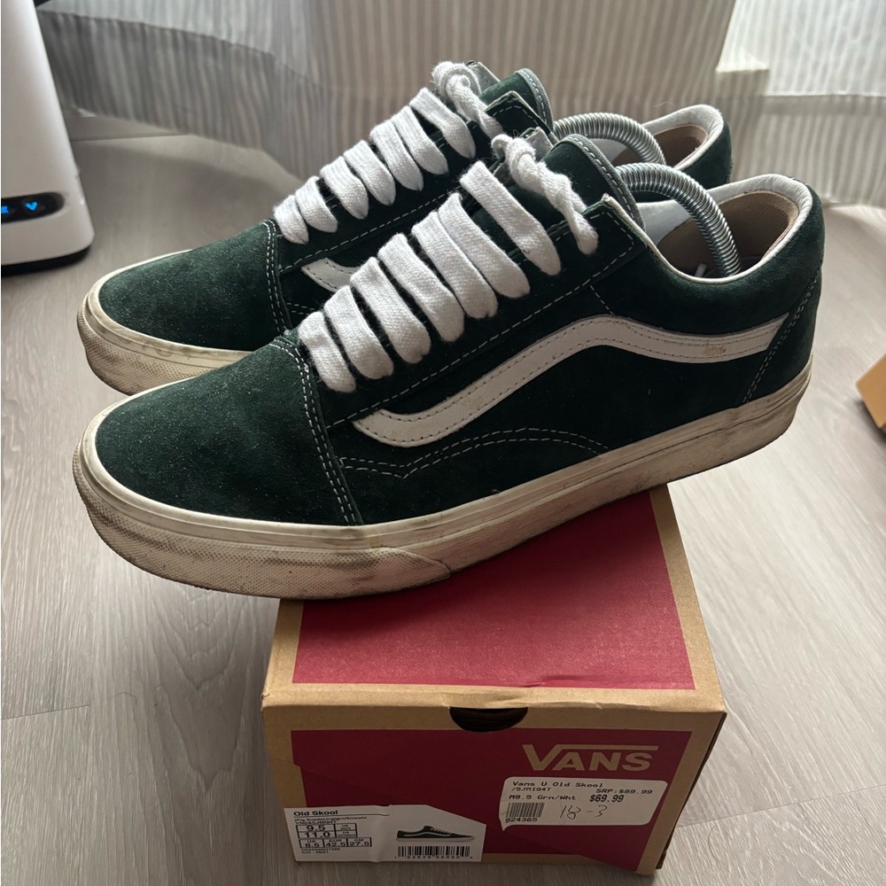 Vans Oldskool Jungle Green White Pig Suede Mens Shoes Sneakers Skateboarding